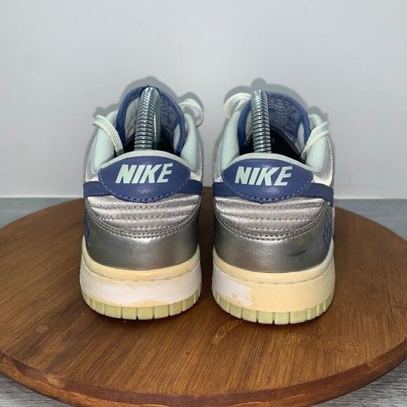 NIKE Dunk Low Floral Shoes GS 6Y Womens 7.5 309601-042 Metallic Silver Blue Moon - Picture 5 of 16